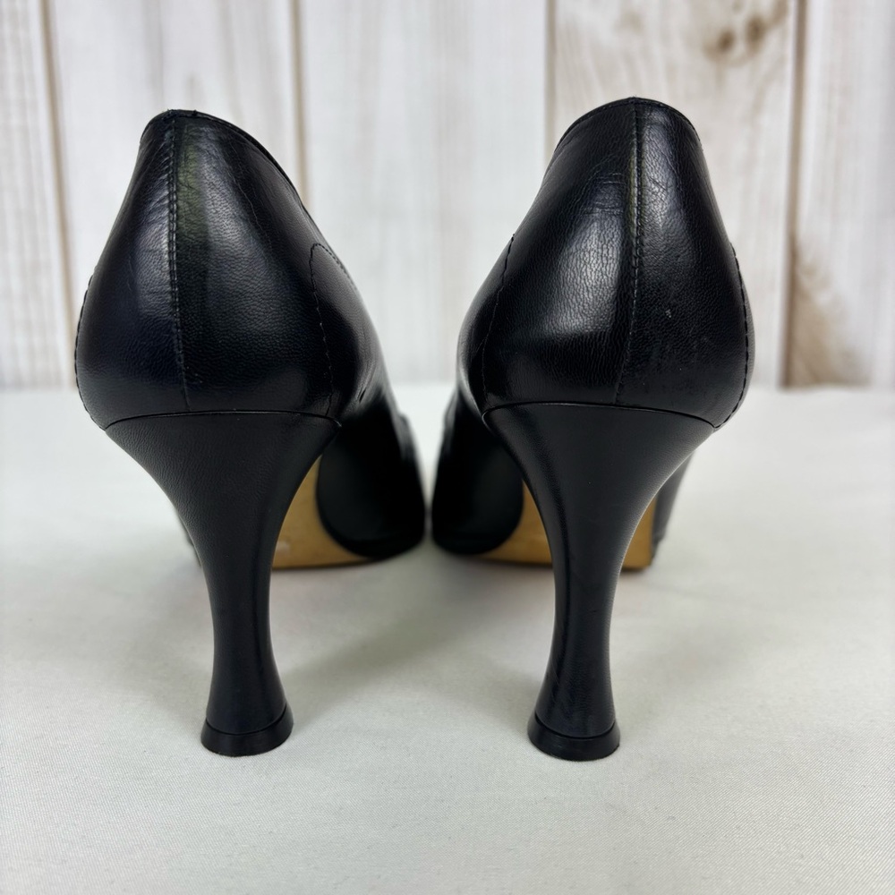 Donna Karen New York Pumps Leather Sleek Classic Sculpture Heel Black Size 6.5B - Picture 8 of 16